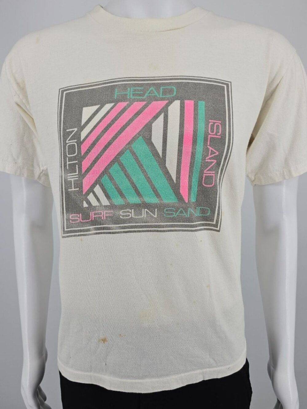 Distressed Vintage Late 1980s Hilton Head Island Surf Sun Sand T-Shirt (M/L)